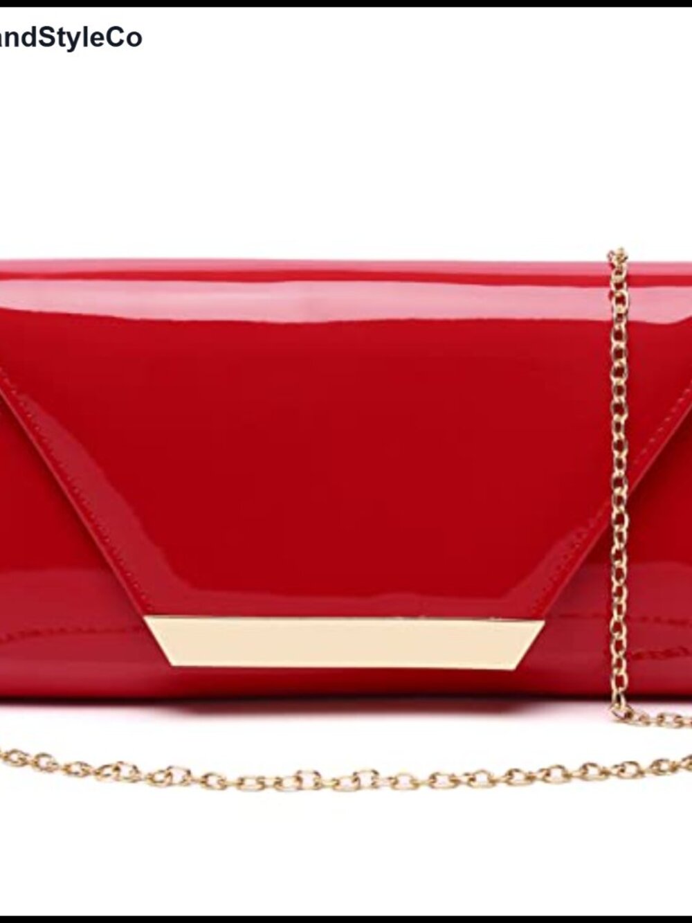Patent Leather Envelope Clutch with Detachable Chain Strap Evening Handbag